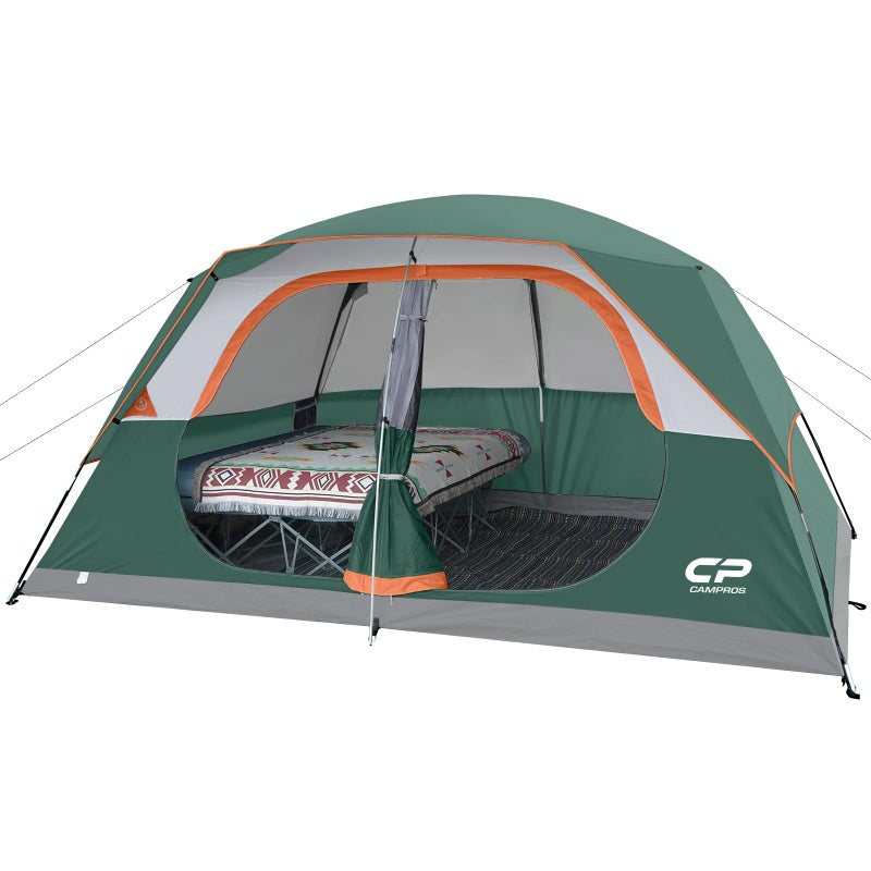 CAMPROS CP Tent 8 Person Camping Tents, Waterproof Windproof Family Dome Tent with Rainfly, Large Mesh Windows, Wider Door, Easy Setup, Portable with Carry Bag (Dark Green) - Image 1