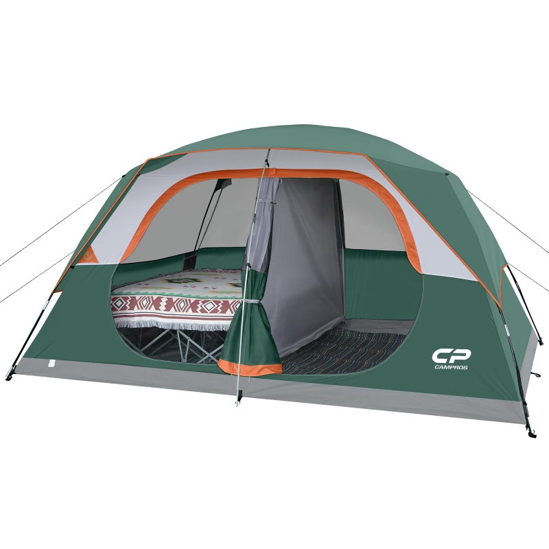 CAMPROS CP Tent 8 Person Camping Tents, Waterproof Windproof Family Dome Tent with Rainfly, Large Mesh Windows, Wider Door, Easy Setup, Portable with Carry Bag (Dark Green) - Image 5