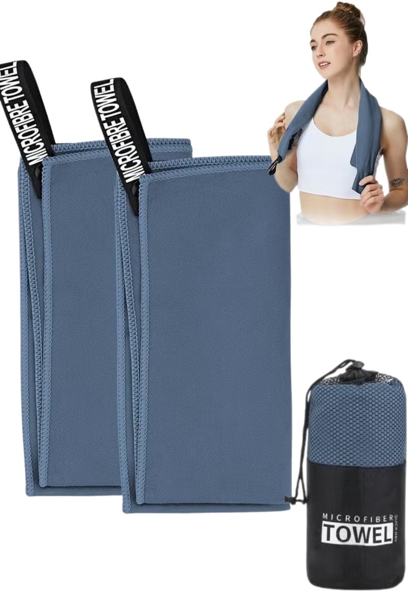 LIMOS 2 Pack Quick Drying Gym Towel 40x80CM Soft Microfiber Lightweight Sport Sweat Towel Perfect Travel Camping Towel Super Absorbent Ultra Compact for Gym Sport Yoga Backpacking Beach Swimming, Navy Blue  - Image 1