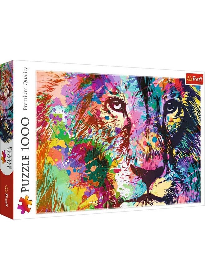 Trefl Colorful Lion 1000 Piece Jigsaw Puzzle Red 27"x19" Print, DIY Puzzle, Creative Fun, Classic Puzzle for Adults and Children from 12 Years Old - Image 1