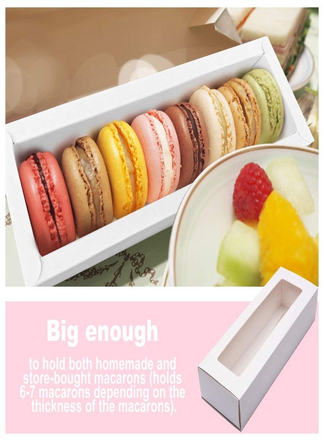 KBG 25 Macaron Boxes, Macaron Box for 6, (Interior Mesurement 7.2 inch×1.96 inch×1.96 inch, Macaroons White macaron box,Macaron Packaging Boxes with Clear Window Kraft without Macarons inside - Image 3