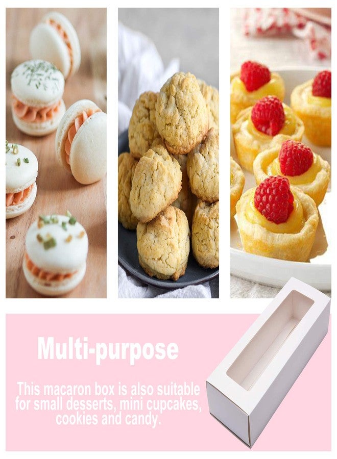 KBG 25 Macaron Boxes, Macaron Box for 6, (Interior Mesurement 7.2 inch×1.96 inch×1.96 inch, Macaroons White macaron box,Macaron Packaging Boxes with Clear Window Kraft without Macarons inside - Image 5