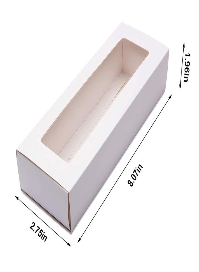 KBG 25 Macaron Boxes, Macaron Box for 6, (Interior Mesurement 7.2 inch×1.96 inch×1.96 inch, Macaroons White macaron box,Macaron Packaging Boxes with Clear Window Kraft without Macarons inside - Image 2