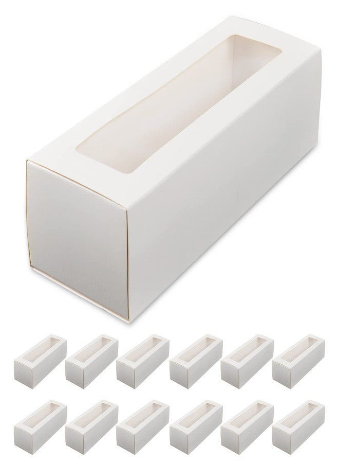 KBG 25 Macaron Boxes, Macaron Box for 6, (Interior Mesurement 7.2 inch×1.96 inch×1.96 inch, Macaroons White macaron box,Macaron Packaging Boxes with Clear Window Kraft without Macarons inside - Image 1