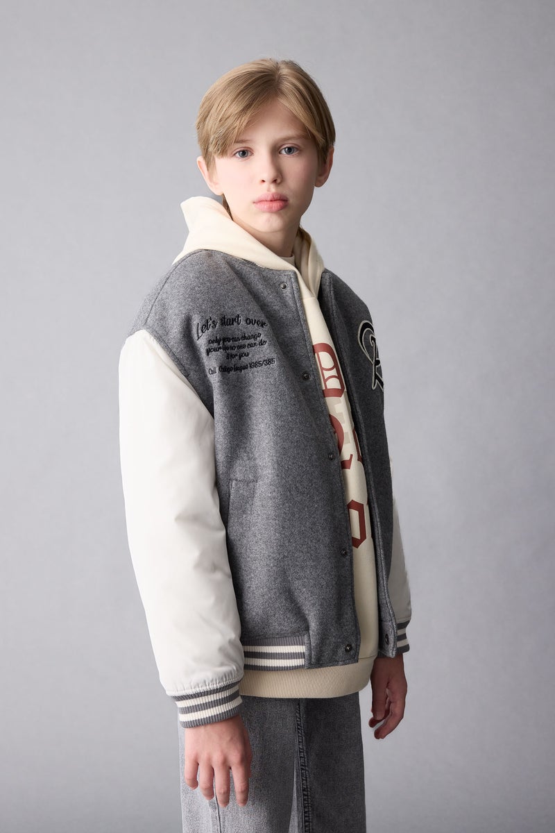 DeFacto Boy College Collar Pocketed Bomber Jacket  - Image 3