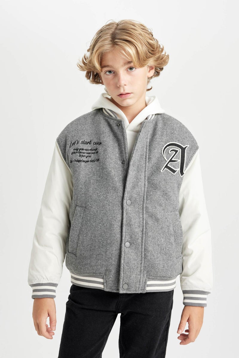DeFacto Boy College Collar Pocketed Bomber Jacket  - Image 5