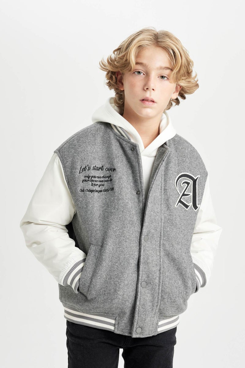 DeFacto Boy College Collar Pocketed Bomber Jacket  - Image 4