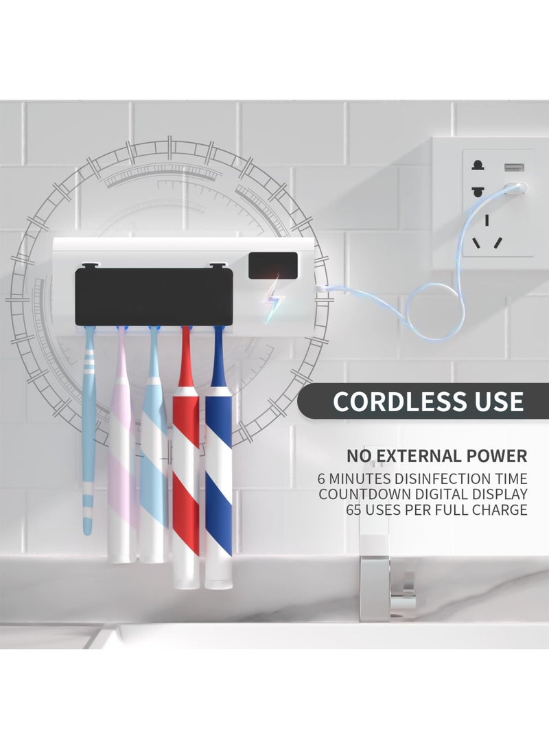 Arabest Toothbrush Holders Black Toothbrush Holder Wall Mounted Electric Toothbrush Holders for Bathrooms 5 Toothbrush Holder Slots with Light, Timerable, Rechargeable Toothbrush Cleaner Case  - Image 4