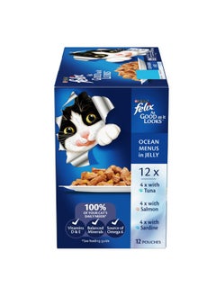 Purina Felix Adult As Good as it Looks Ocean Menus in Jelly Wet Cat Food White 12 x 85grams  - Image 3