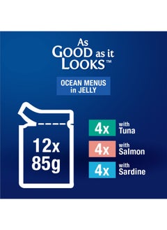 Purina Felix Adult As Good as it Looks Ocean Menus in Jelly Wet Cat Food White 12 x 85grams  - Image 5
