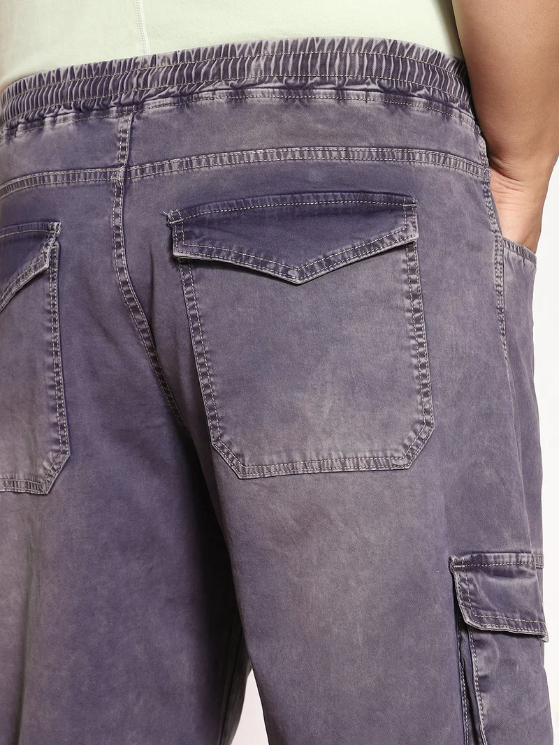 Urbano Fashion  Urbano Plus Men's Dark Blue Loose Baggy Fit Travel Cargo Jeans with 8 Pockets Stretchable  | Best Price UAE