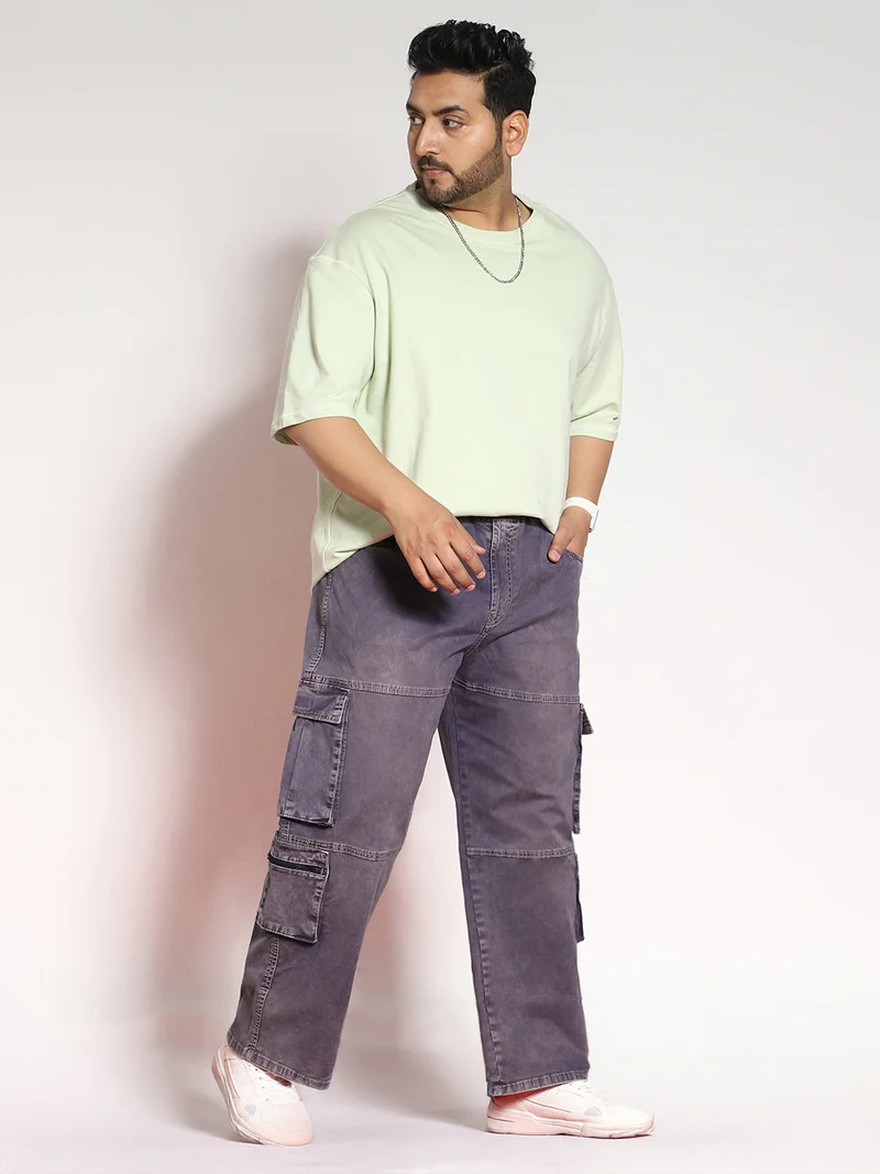 Urbano Fashion  Urbano Plus Men's Dark Blue Loose Baggy Fit Travel Cargo Jeans with 8 Pockets Stretchable  | Best Price UAE