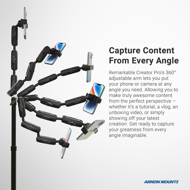 ARKON Mounts Remarkable Creator Pro+ Plus Clamp Mount for Phones and Tablets with LED Light - Image 3