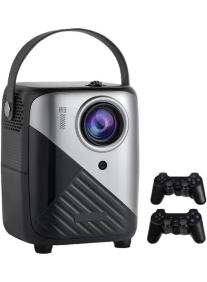 ELTRAZONE Video Game Projector – 2X Wireless Game Controllers, Android 9.0 Smart Projector with Wi-Fi 2.4/5G, HDMI/USB/Audio Support, Screen Mirroring, 4K Ultra HD Compatible, 1080P Real Physical Resolution, 3GB+64GB Storage, Home Entertainment Black for Gaming, Movies, and Streaming in UAE - Image 1