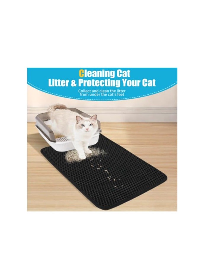 سجادة قمامة كبيرة سوداء اللون للقطط | مقاومة للماء، غير قابلة للانزلاق، سهلة التنظيف | تغطية قصوى - Image 3