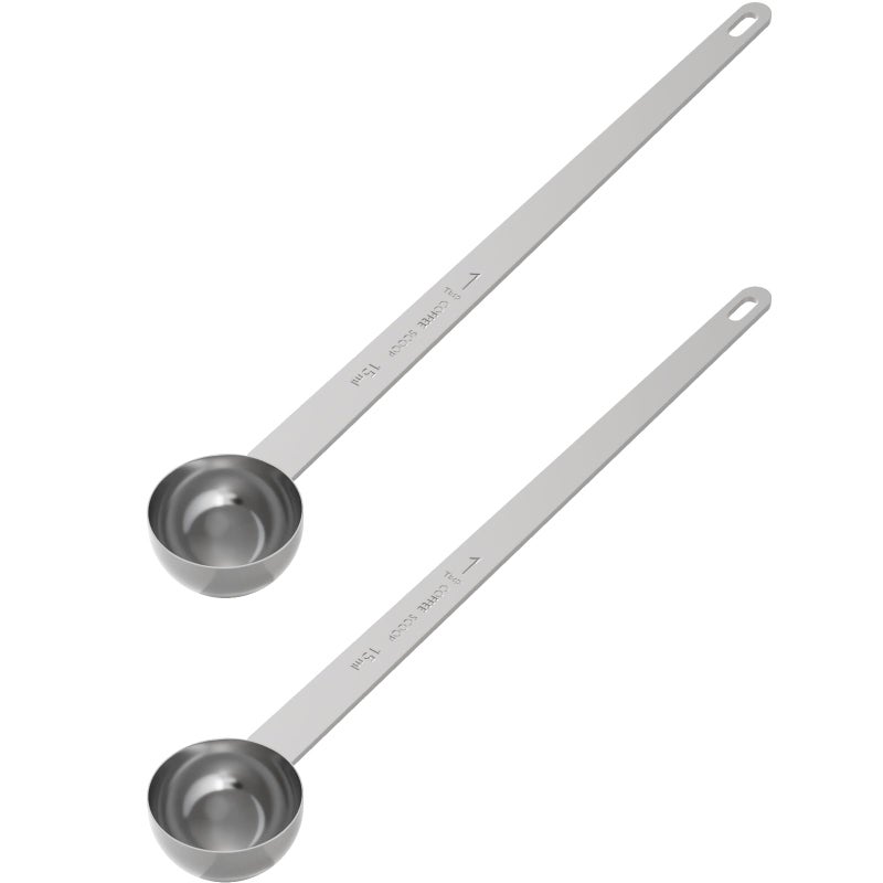 LEIFENY 2PCS 1 Tablespoon Coffee Scoop, 9" Long Handle Measuring Spoon, One tbsp (15 ml) Stainless Steel Scooper - Image 1