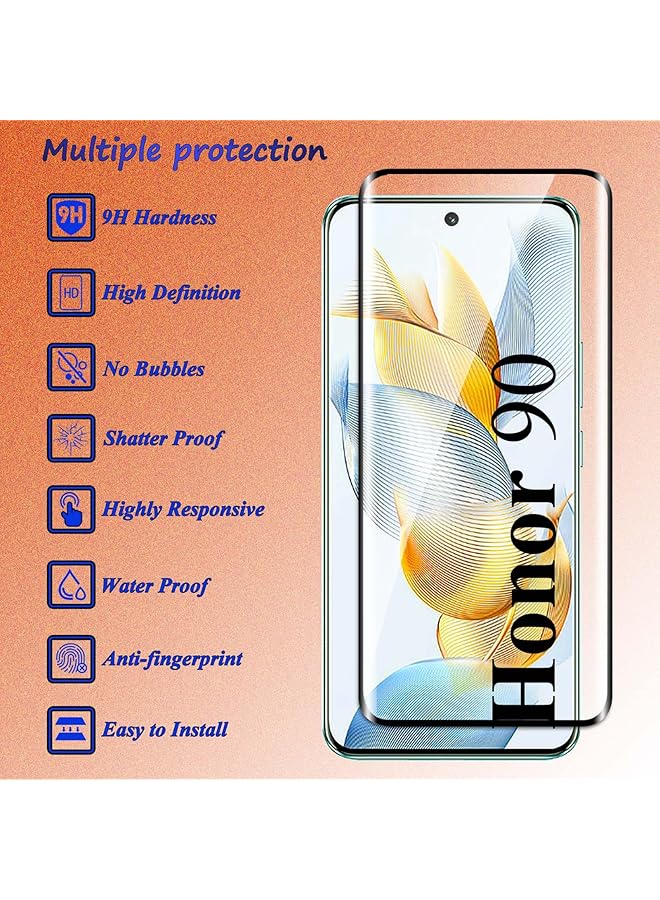 erorex 2+2 Pack Tempered Glass Screen Protector Compatible With Honor 90 And Camera No Bubbles 9H Hardness Anti Scratch 3D Curved Hd Screen Protector For Honor 90 - Image 2