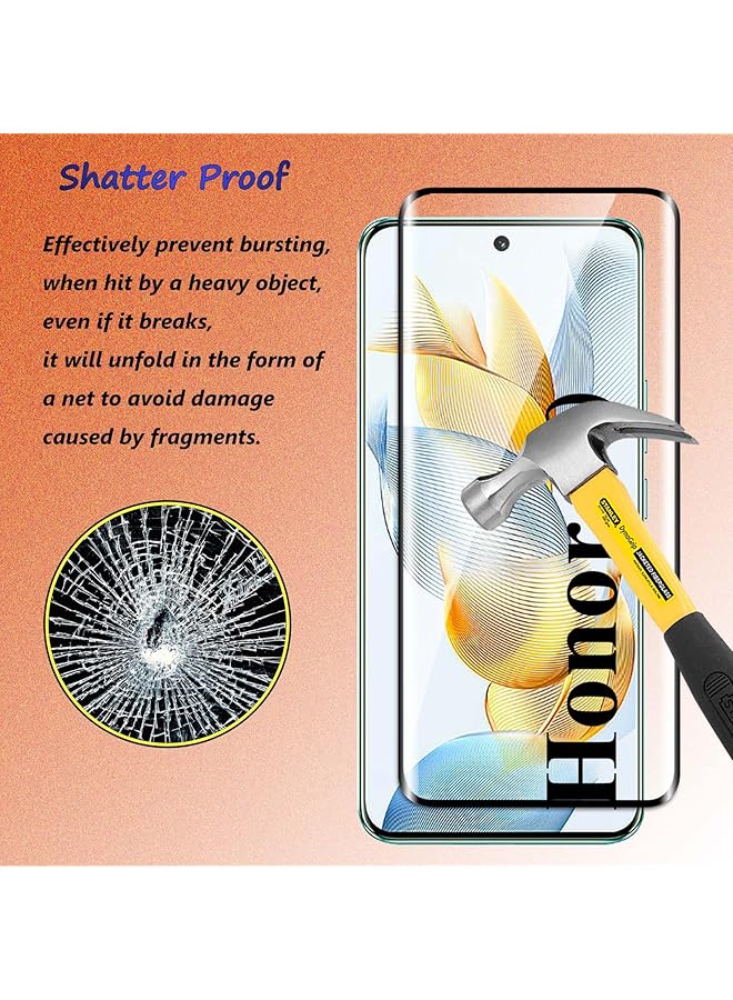 erorex 2+2 Pack Tempered Glass Screen Protector Compatible With Honor 90 And Camera No Bubbles 9H Hardness Anti Scratch 3D Curved Hd Screen Protector For Honor 90 - Image 4