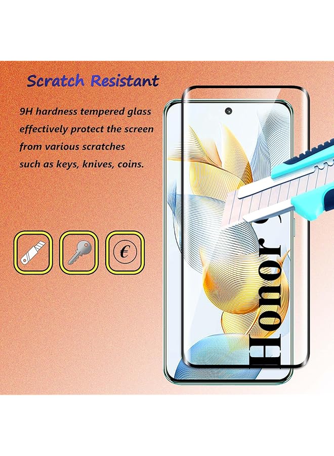 erorex 2+2 Pack Tempered Glass Screen Protector Compatible With Honor 90 And Camera No Bubbles 9H Hardness Anti Scratch 3D Curved Hd Screen Protector For Honor 90 - Image 3