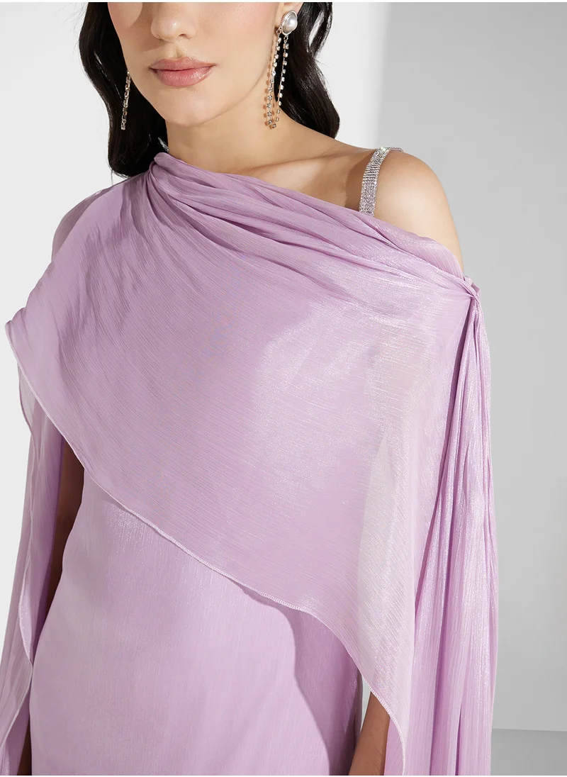 Namshi x One Shoulder Dress With Exaggerated Trail