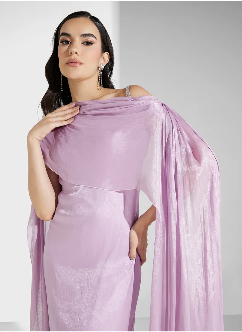 Namshi x One Shoulder Dress With Exaggerated Trail
