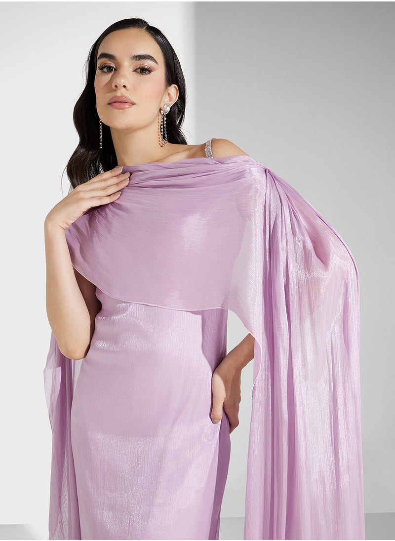 Namshi x - One Shoulder Dress With Exaggerated Trail - Image 1