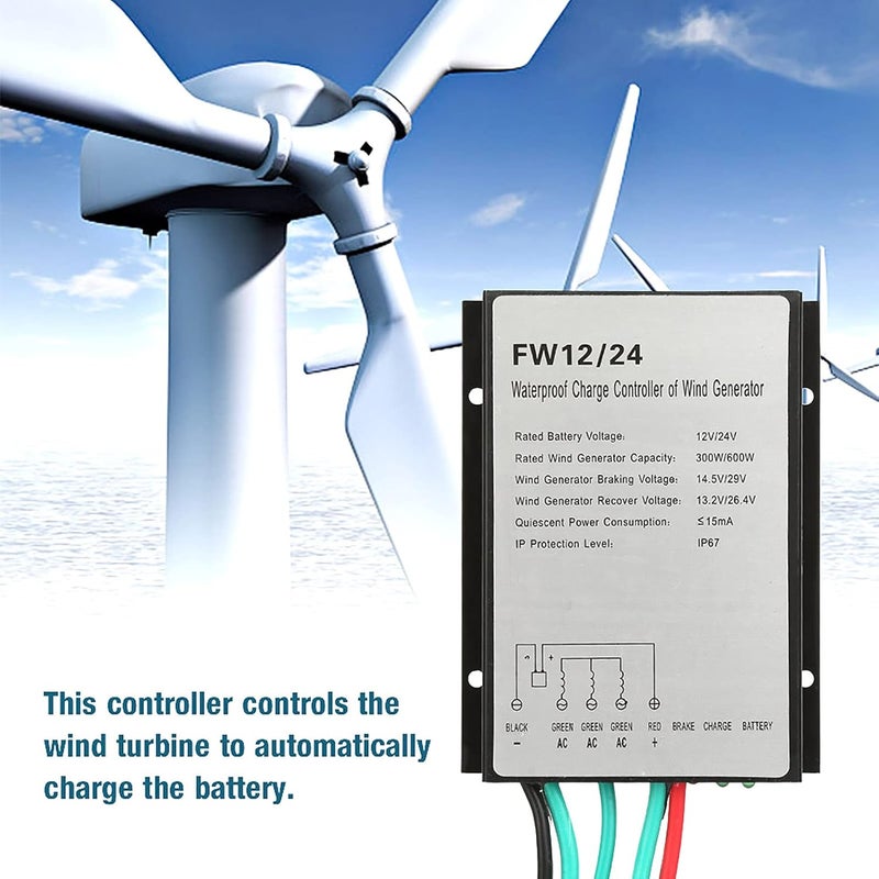 مستودعات متعددة النقاط على مستوى البلاد وحدة تحكم توربينات الرياح، FW12/24 300W/600W بتصنيف IP67، 3.9 × 3.4 × 1.1 بوصة جودة محسنة للاستخدام اليومي تصميم يطيل العمر كل منطقة جودة عالمية موثوقة - Image 2