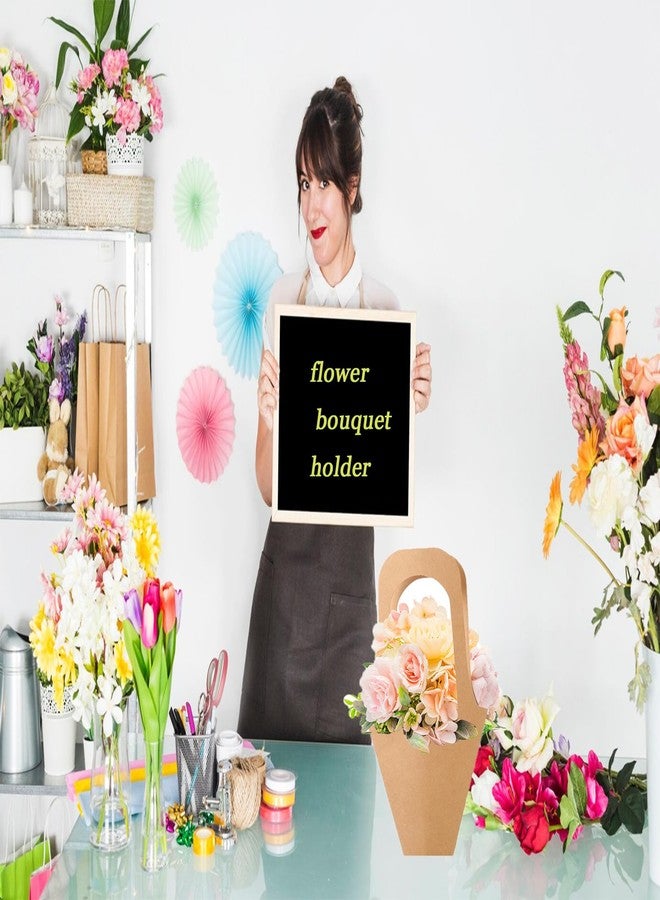 HDFCLUP 50 pc Kraft Paper Flower Bags with Handles Cones & Brown Bouquets - Shears, Thorn Remover, Floral Tape & Lace Ribbon (13.78Inches) - Image 2