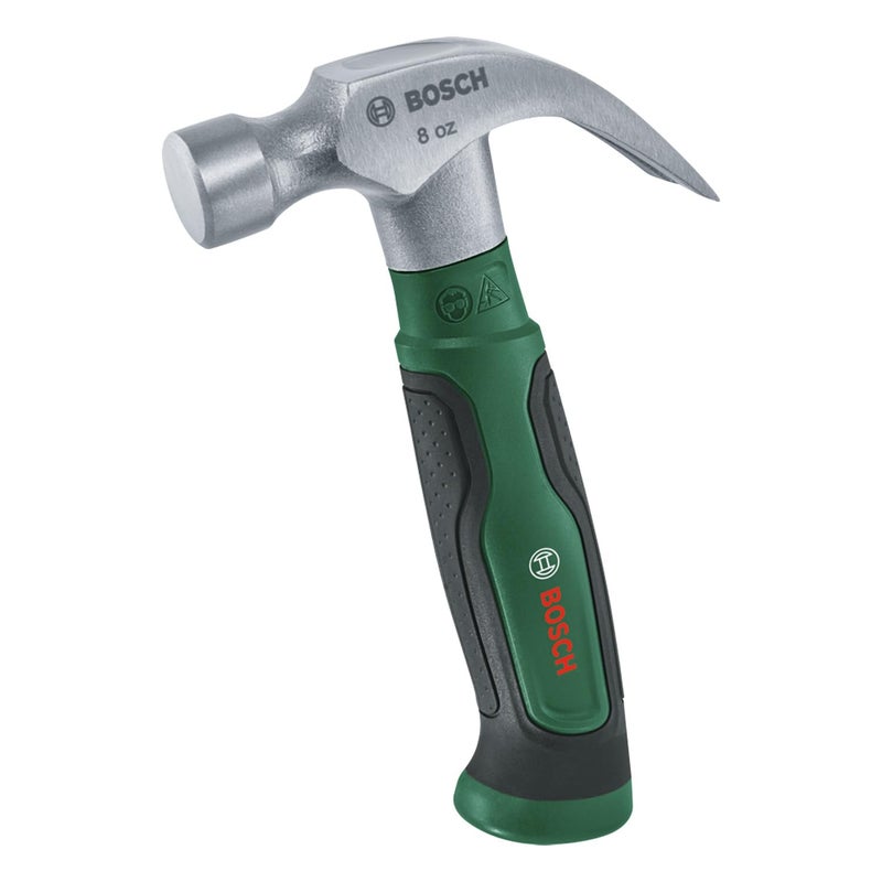 BOSCH 225g/8 oz Stubby Claw Hammer Precise Carbon Steel Head, Ergonomic Soft Grip Handle, V-Shaped Claw For Easy Nail Removal - Image 1