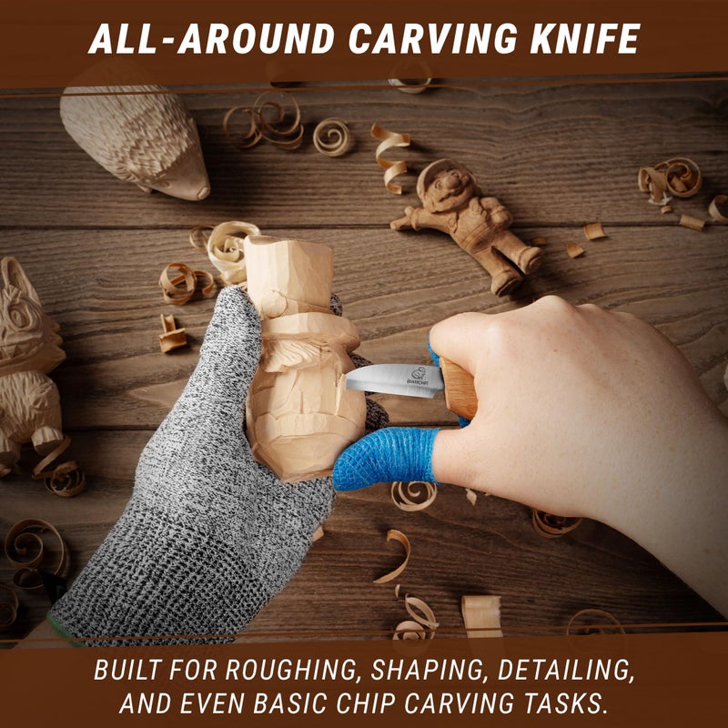 BeaverCraft Whittling Knife C2 6.5" - Wood Chip Carving Knife for General Purpose - Detail Whittling Knives Carbon Steel - Wood Carving Tools for Beginners - Image 3