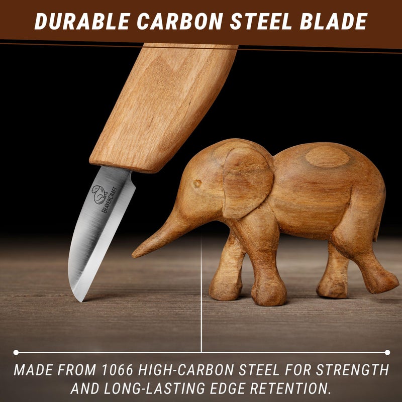BeaverCraft Whittling Knife C2 6.5" - Wood Chip Carving Knife for General Purpose - Detail Whittling Knives Carbon Steel - Wood Carving Tools for Beginners - Image 5
