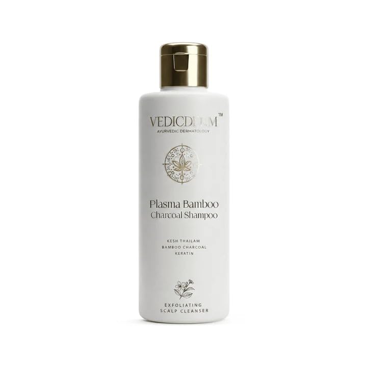 VEDICDERM Plasma Bamboo Charcoal Shampoo 200ml | Clinically Proven For Scalp Psoriasis, Dandruff & Sensitivity | Relieves Itching, Flaking & Dryness | SLS, Paraben & Irritants Free|Daily Hair Cleanser - Image 1