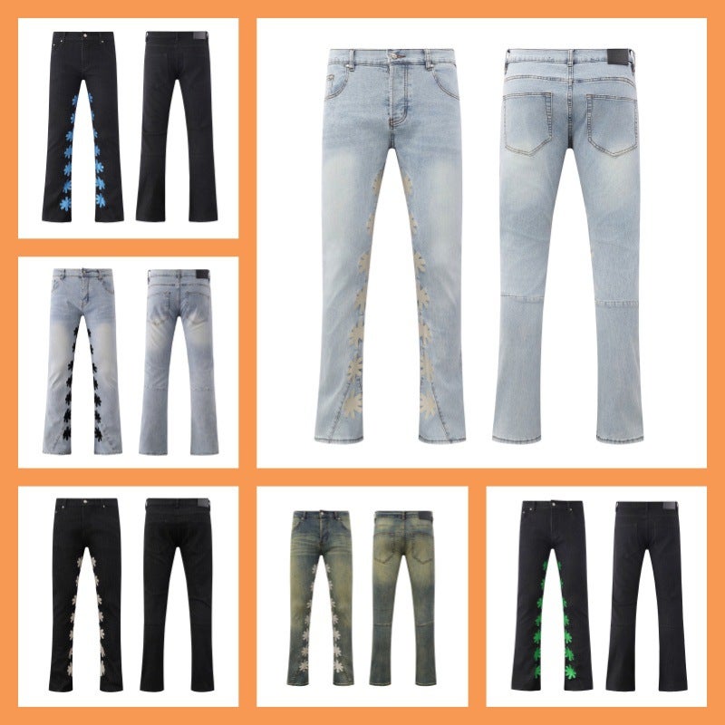 High-Quality Trendy Simple Fashion Jeans With Embroidery Patches, Unisex Style, Men'S Fashion Jeans Trend - Image 2