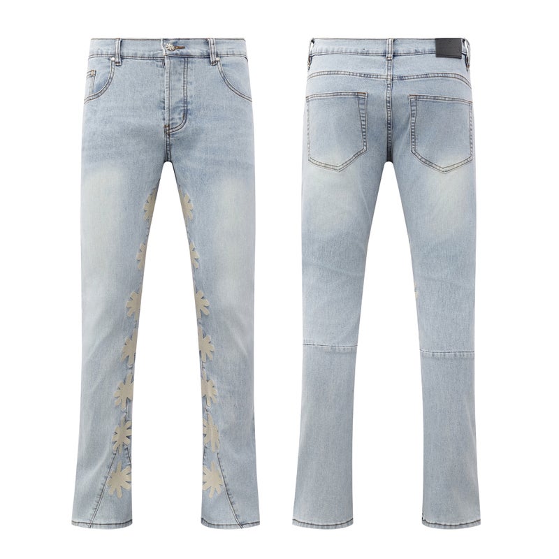 High-Quality Trendy Simple Fashion Jeans With Embroidery Patches, Unisex Style, Men'S Fashion Jeans Trend - Image 3