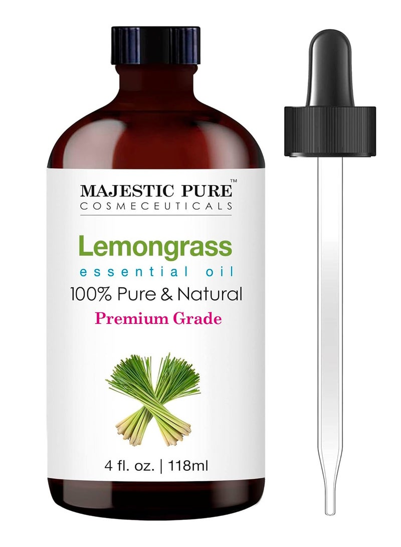 Majestic Pure Lemongrass Essential Oil - 118 ml | 100% Pure and Natural | Premium Grade Essential Oils for Aromatherapy, Diffusers, Skin, Massage and Humidifiers | - Image 1