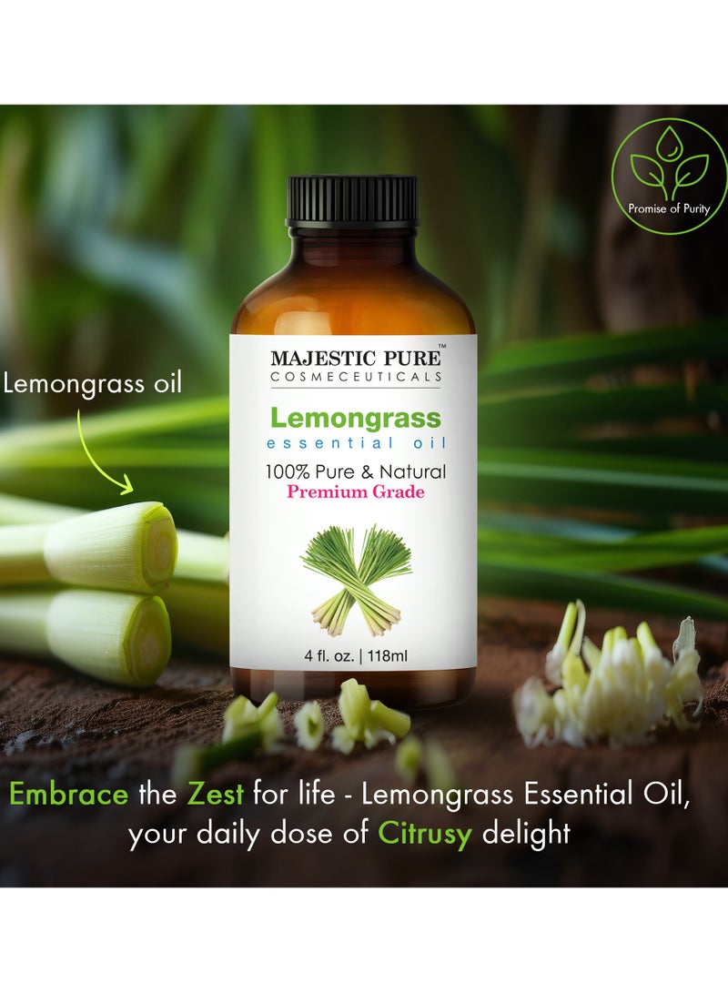 Majestic Pure Lemongrass Essential Oil - 118 ml | 100% Pure and Natural | Premium Grade Essential Oils for Aromatherapy, Diffusers, Skin, Massage and Humidifiers | - Image 2