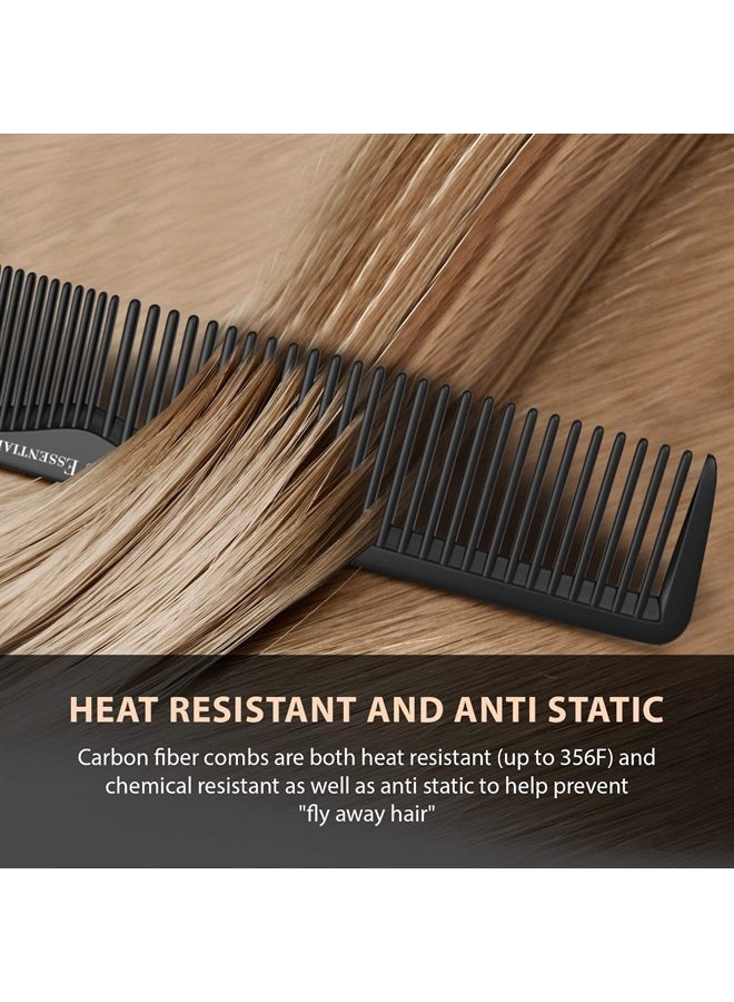 Bardeau Essentials Hair Cutting Comb (2 Pack) - Professional 8.75” Black Carbon Fiber Anti Static Chemical And Heat Resistant Hair Combs For All Hair Types For Men And Women - By Bardeau Essentials - Image 2