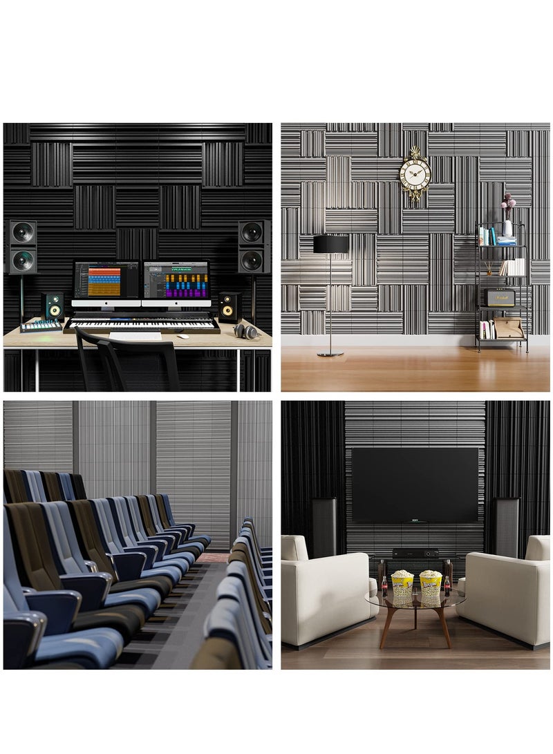 SYOSI Self-Adhesive Sound Proof Foam Panels, Acoustic Foam, High Resilience Sound Proofing Padding for Wall, Sound Absorbing Panels Suitable for Home, Studio, Black (12 Pack) (12 X 12 X 2 inches) - Image 5