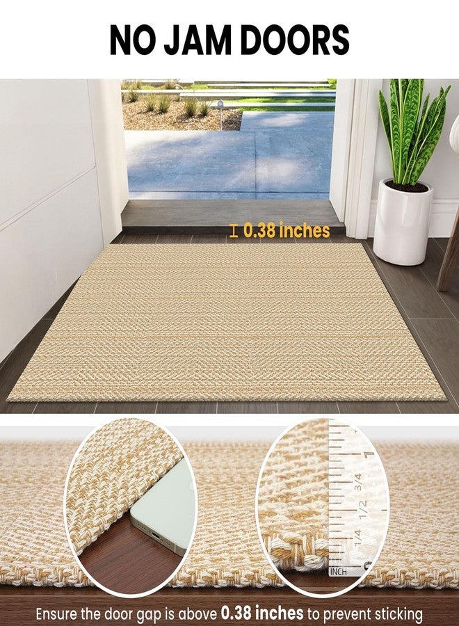 IOHOUZE Washable Area Rug 4x6 Non Slip Rubber Backed Woven Rugs for Entryway Indoor Bedroom Rugs Kitchen Rug Floor Throw Carpet for Entrance Front Door Living Room, Warm Beige/Orange/Apricot - Image 2