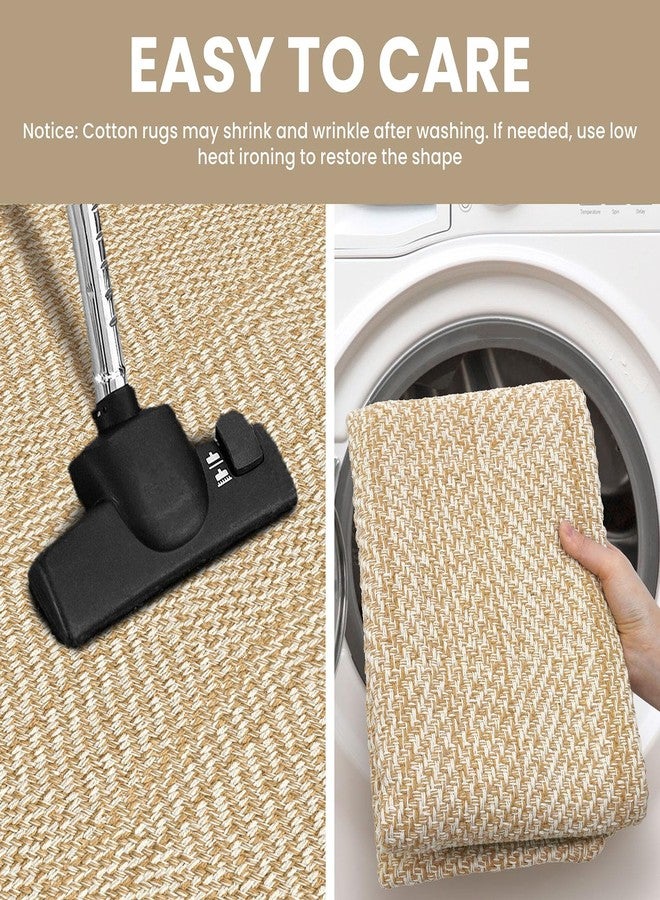 IOHOUZE Washable Area Rug 4x6 Non Slip Rubber Backed Woven Rugs for Entryway Indoor Bedroom Rugs Kitchen Rug Floor Throw Carpet for Entrance Front Door Living Room, Warm Beige/Orange/Apricot - Image 5