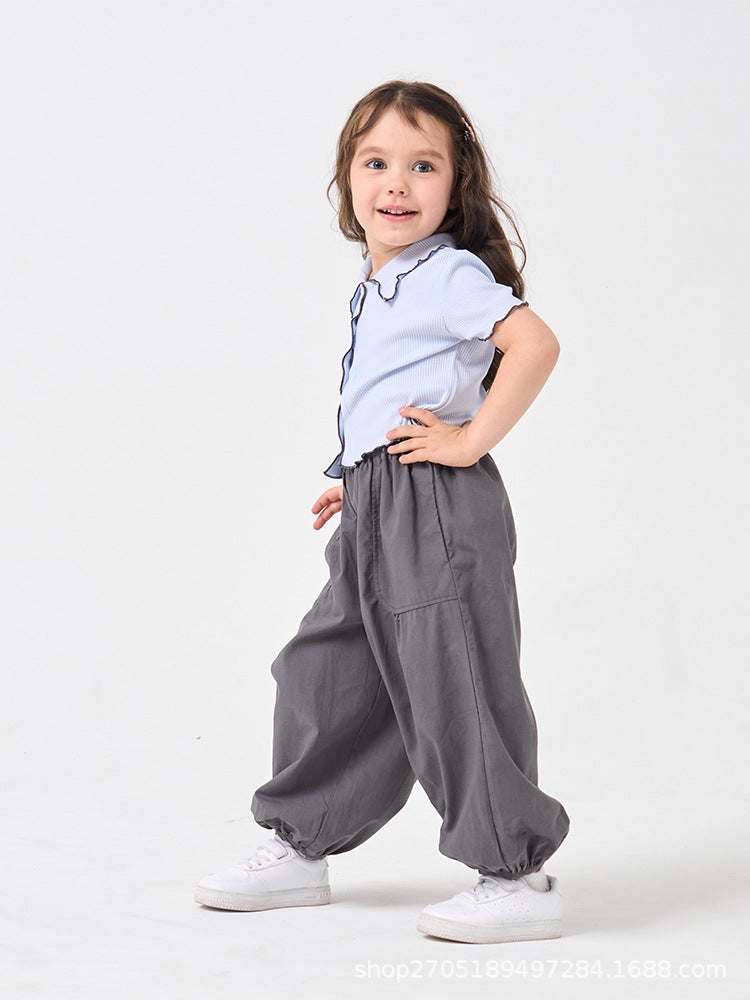 Children'S Tencel Cool Casual Pants Girls' Summer Lyocell Fiber Loose Pants - Image 5