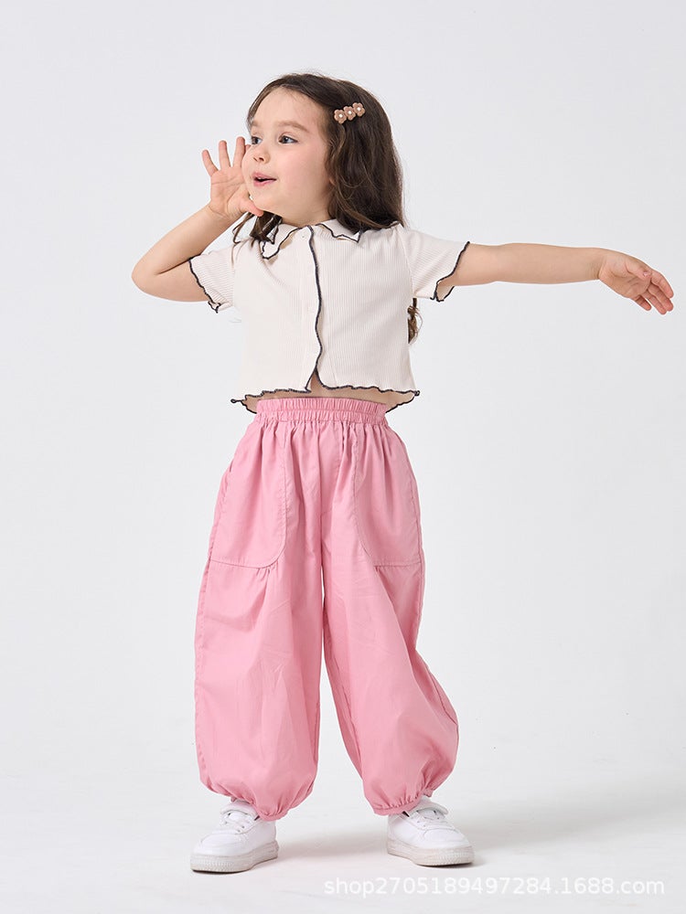 Children'S Tencel Cool Casual Pants Girls' Summer Lyocell Fiber Loose Pants - Image 4