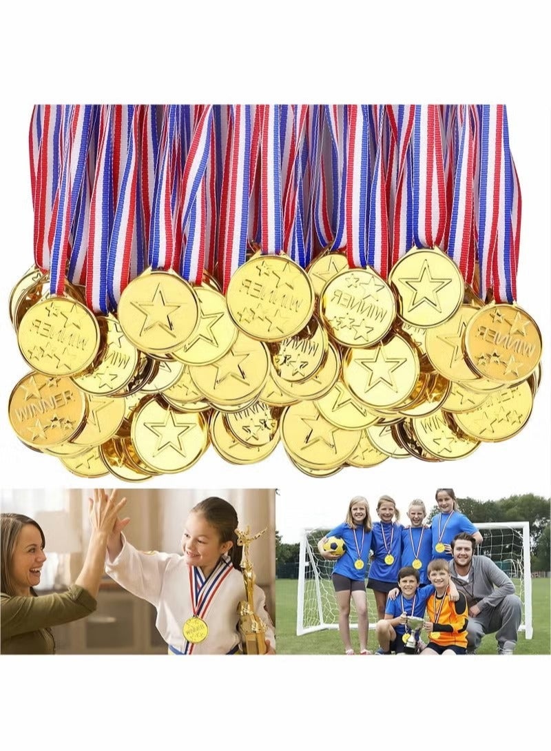 Winner Medals, 36 Pcs Plastic Medals Gold Medals for Kids with Ribbon Sports Day Medals for Children Party Favor Decorations, Sports Competition Awards - Image 1
