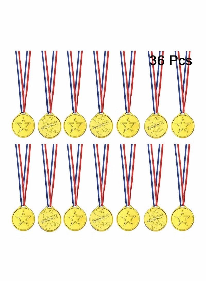 Winner Medals, 36 Pcs Plastic Medals Gold Medals for Kids with Ribbon Sports Day Medals for Children Party Favor Decorations, Sports Competition Awards - Image 4