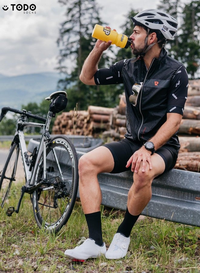 تودو جوارب ركوب الدراجات الاحترافية TODO للرجال والنساء. جوارب دراجات هوائية تسمح بمرور الهواء. لون واحد أسود هوائي للدراجات الهوائية، مقاس 43-46 - Image 2