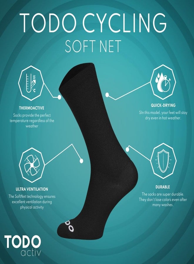 تودو جوارب ركوب الدراجات الاحترافية TODO للرجال والنساء. جوارب دراجات هوائية تسمح بمرور الهواء. لون واحد أسود هوائي للدراجات الهوائية، مقاس 43-46 - Image 4