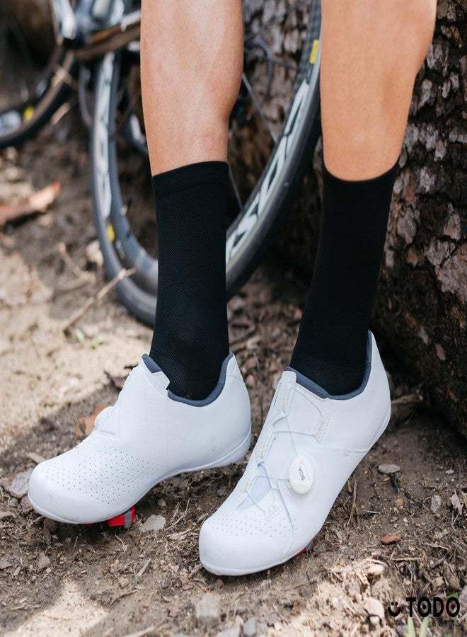 تودو جوارب ركوب الدراجات الاحترافية TODO للرجال والنساء. جوارب دراجات هوائية تسمح بمرور الهواء. لون واحد أسود هوائي للدراجات الهوائية، مقاس 43-46 - Image 3