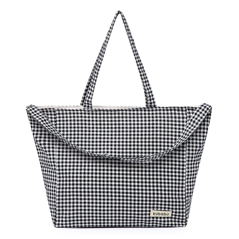 Mummy Bag Tote Bag Plaid Large Capacity Shoulder Handbag Shopping Bag All-Match Casual School Bag - Image 1