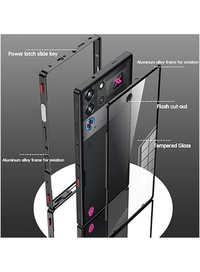 Case Compatible with ZTE Nubia Red Magic 10 Pro/10 Pro+ Case, Aluminium Alloy Metal Frame + Tempered Glass Back Cover Full Camera Lens Protection - Image 2