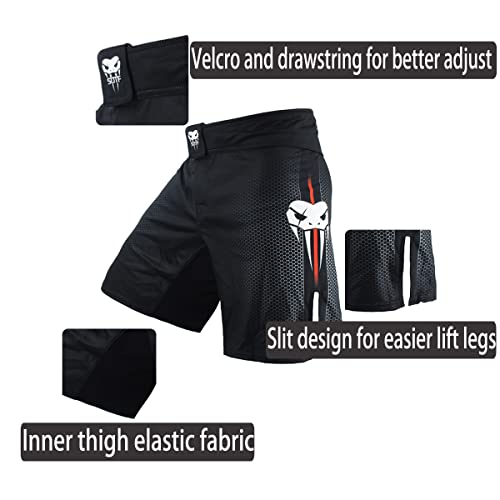 SOTF Boxing Shorts for Men Training Fight Shorts Men MMA BJJ Shorts No Gi with Pocket Black XXL Waist 38.5-40 inch - Image 3
